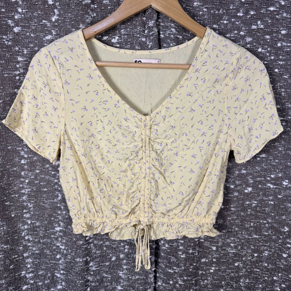 SO Goods For Life Women's Floral Shirt Size‎ Small Yellow and Purple